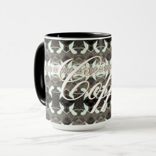 Koffie Mok met gouden tekst (Voorkant links)