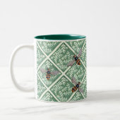 Koffie Mok met groen blad en bijen (Links)