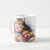Koffie Mok met Kat en Donuts - Coffee & A Donut (Voorkant links)