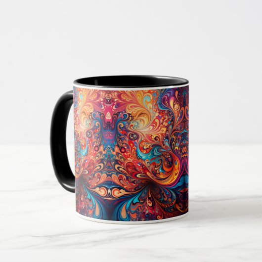 Koffie Mok met Levendige Abstract Design (Voorkant links)