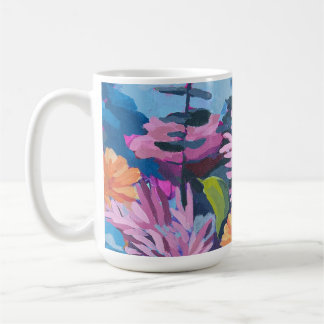 Koffie Mok met levendige bloemenschilderij