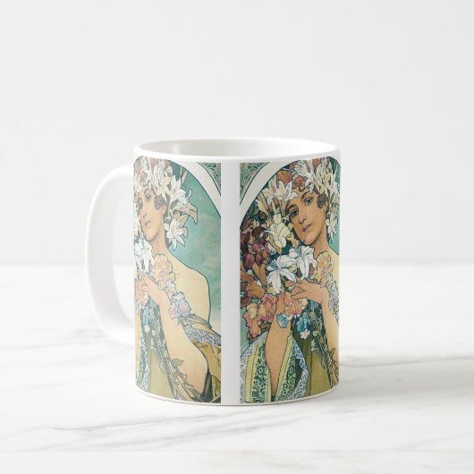 Koffie mok met Mucha design (Voorkant links)