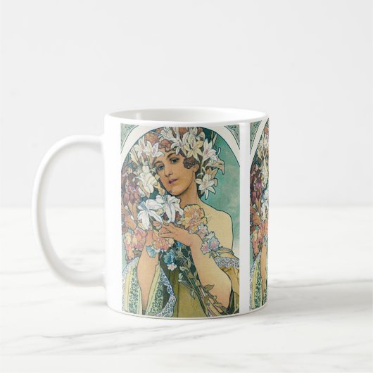 Koffie mok met Mucha design (Links)