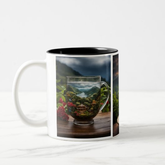 Koffie Mok met Natural Green Tea Glass Design (Links)