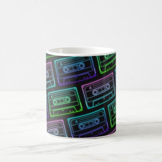 Koffie Mok met Neon Multicolor Cassettepatroon (Center)