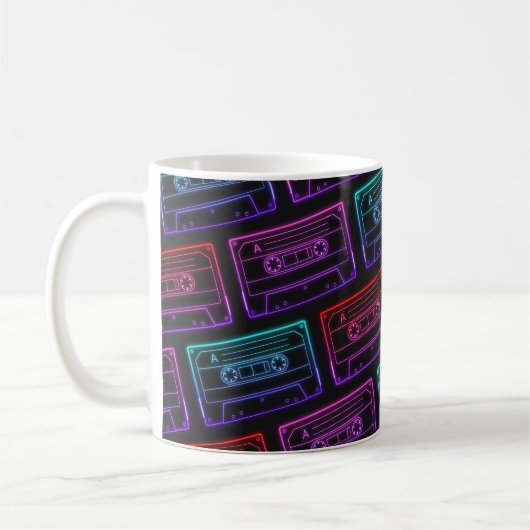 Koffie Mok met Neon Multicolor Cassettepatroon (Links)