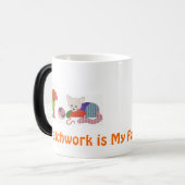 Koffie-mok met patchwerkhuisjes magische mok (Voorkant links)