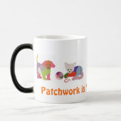 Koffie-mok met patchwerkhuisjes magische mok (Links)
