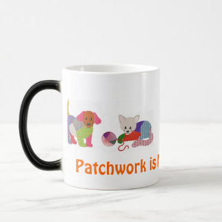 Koffie-mok met patchwerkhuisjes magische mok