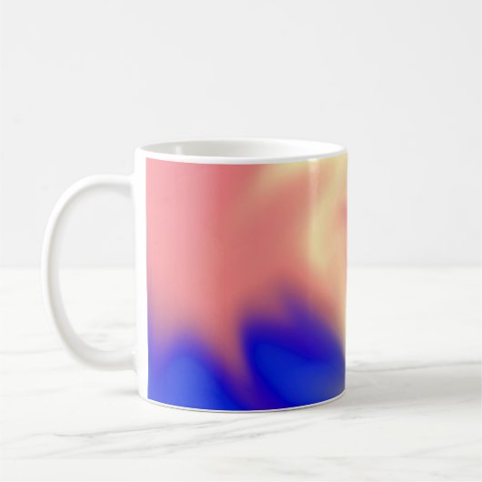 Koffie-mok met perzikkleurig, geel en blauw koffiemok (Links)
