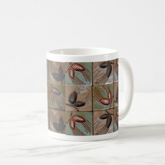 Koffie Mok met Pinecone tegel Design (Voorkant rechts)
