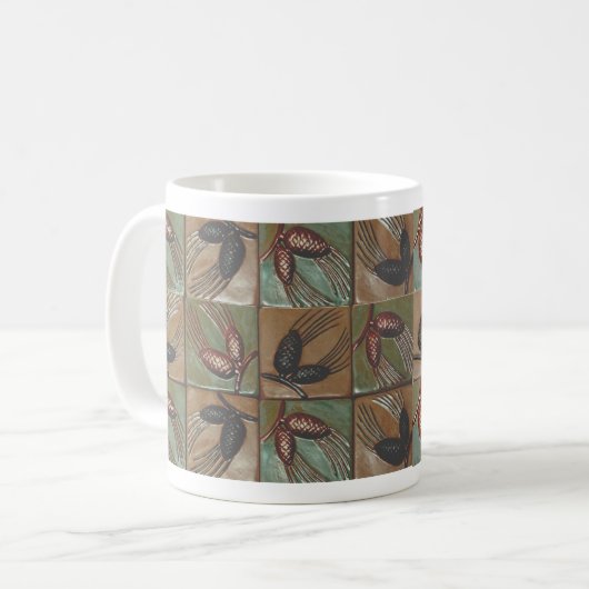 Koffie Mok met Pinecone tegel Design (Voorkant links)