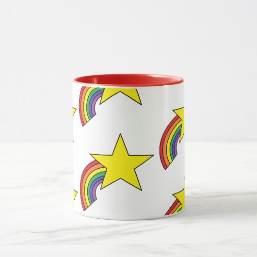 Koffie-Mok met regenbogen en gele sterren Mok (Midden)