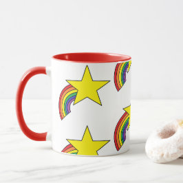 Koffie-Mok met regenbogen en gele sterren Mok