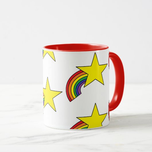 Koffie-Mok met regenbogen en gele sterren Mok (Voorkant rechts)