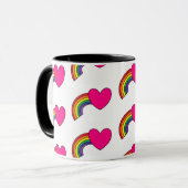 Koffie-Mok met regenbogen en warmroze harten Mok (Voorkant links)