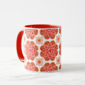 Koffie Mok met rood & bruin patroon (Voorkant links)