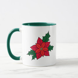 Koffie Mok met rood Sinaasappel kerstpunsettia