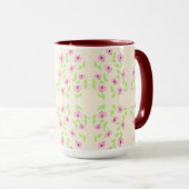 Koffie Mok met roze bloemmotief (Voorkant rechts)