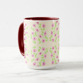 Koffie Mok met roze bloemmotief (Voorkant links)