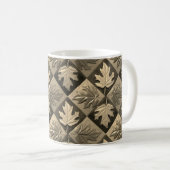 Koffie Mok met Sepia Maple leaf Design (Voorkant rechts)