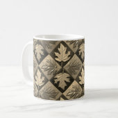 Koffie Mok met Sepia Maple leaf Design (Voorkant links)