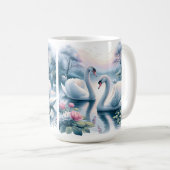 Koffie Mok - Mooie zwanen in rustig water (Voorkant rechts)