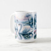 Koffie Mok - Mooie zwanen in rustig water (Voorkant links)