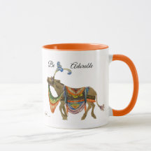 Koffie-Mok, oranje, schattige, kleurrijke ezel