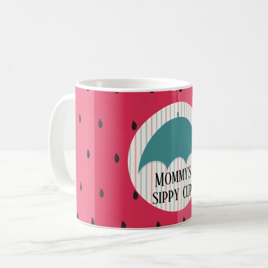 Koffie mok "Paraplu Watermeloen" Mama's Sippy Cup (Voorkant links)