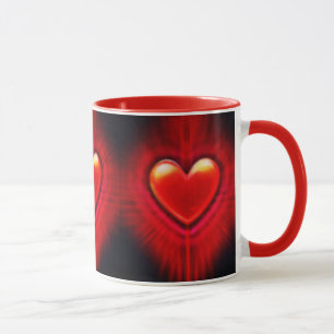 Koffie mok. Rood & zwart hart ontwerp keramische m Mok