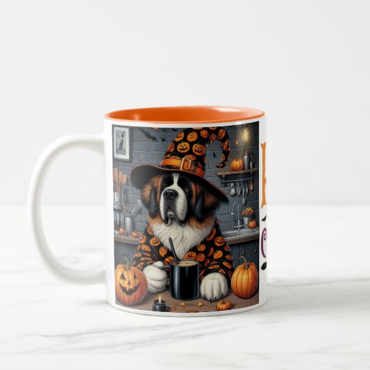 Koffie Mok Saint Bernard Halloween kunst (Links)