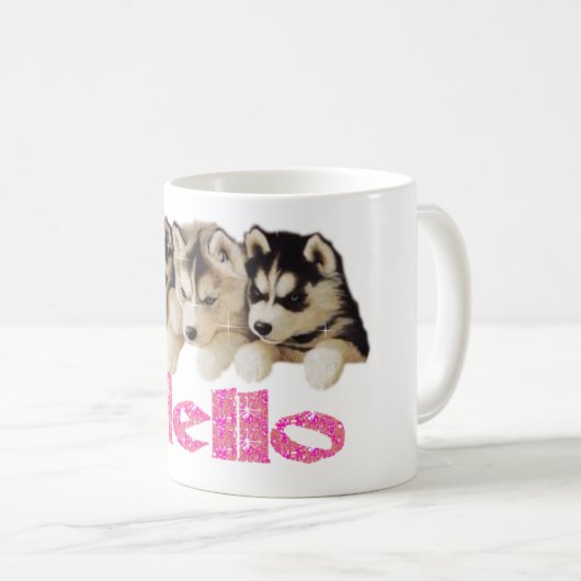 KOFFIE MOK SIBERIAN HUSKY PUPPIES (Voorkant rechts)