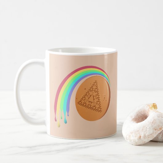 Koffie Mok Spel Dalgona Driehoek Smelten Regenboog (Met donut)