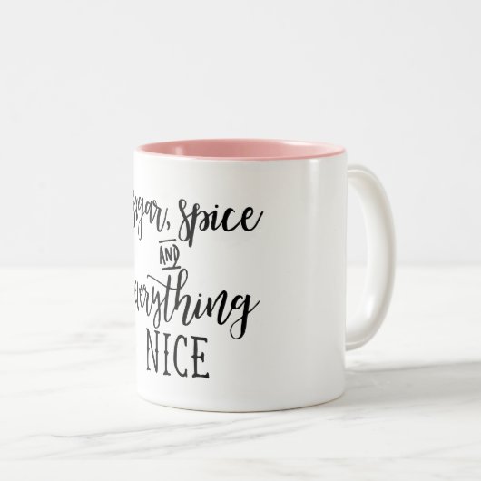 Koffie-Mok - Suiker, Spice, Alles-Nice, Sassy Tweekleurige Koffiemok (Voorkant rechts)