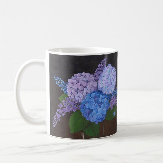 Koffie Mok - Vaas van Hortensia's (Links)