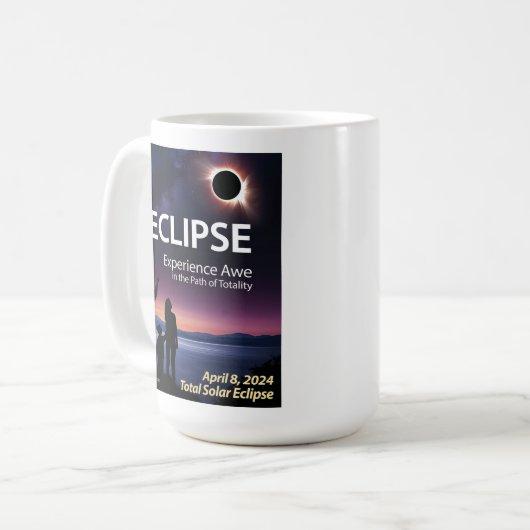 Koffie Mok voor April 8, 2024 Solar Eclipse (Voorkant links)