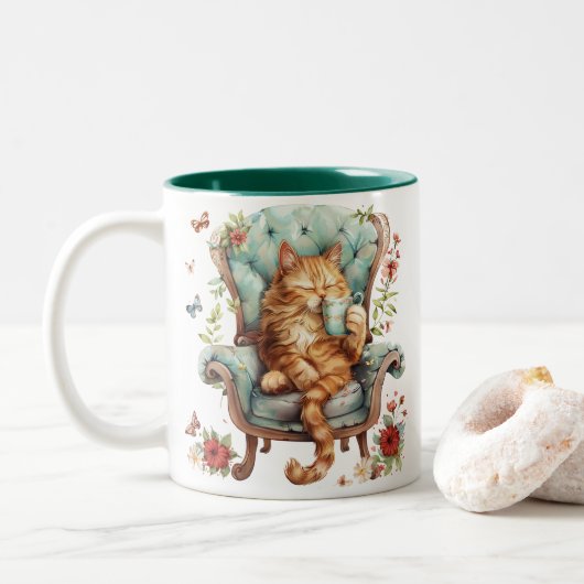 Koffie Mok voor kattenliefhebbers Schattigee katte (Met donut)