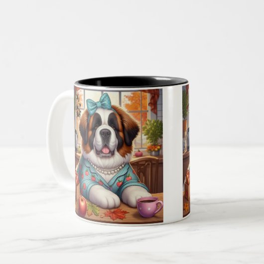 Koffie Mok w/Autumn St. Bernard art (Voorkant links)