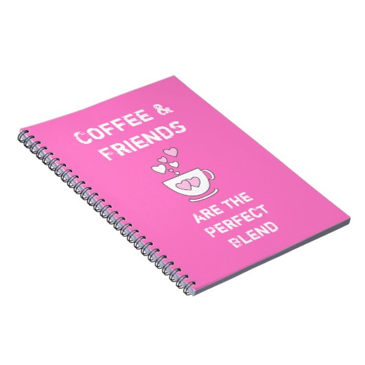 Koffie-mok, warm roze notitieboek (Rechterzijde)