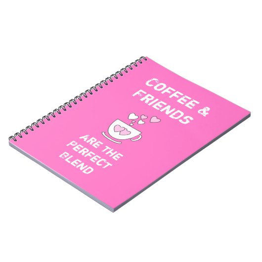 Koffie-mok, warm roze notitieboek (Linkerzijde)