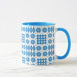Koffie-Mok: Welsh Tapestry Pattern, Bright Blue Mok