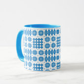 Koffie-Mok: Welsh Tapestry Pattern, Bright Blue Mok (Voorkant links)