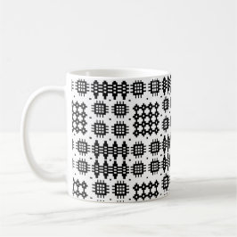 Koffie Mok: Welsh Tapestry Pattern, Zwart op Wit Mok