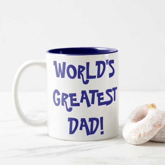 Koffie-Mok - "WERELDGROOTSTE DAD!" Tweekleurige Koffiemok (Met donut)