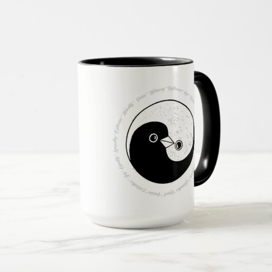 Koffie mok Yin Yang Harmony vredesduiven (Voorkant rechts)