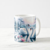 Koffie Mok - Zwanen in een rustige Lily Pond (Voorkant rechts)