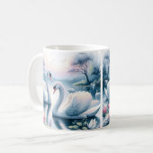 Koffie Mok - Zwanen in een rustige Lily Pond (Voorkant links)