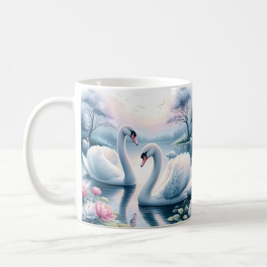 Koffie Mok - Zwanen in een rustige Lily Pond (Links)