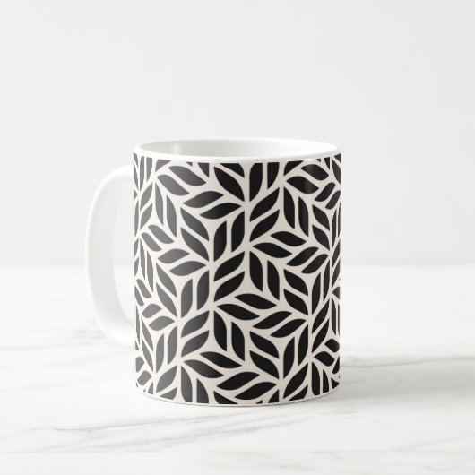 Koffie Mok - Zwart-wit blad Design Pattern (Voorkant links)